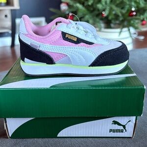 Puma Kids Pink and Black Sneakers with White Accents